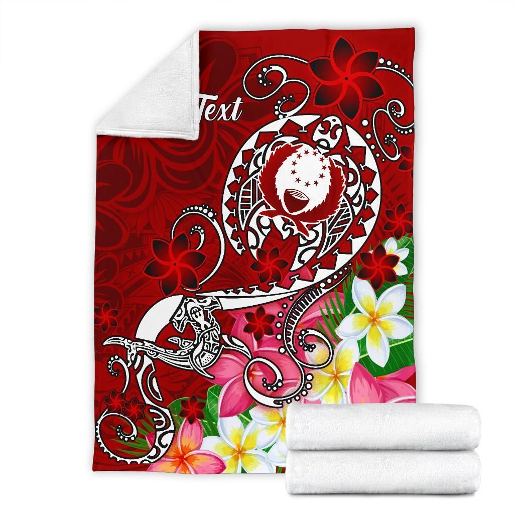 Pohnpei Custom Personalised Premium Blanket - Turtle Plumeria (Red)
