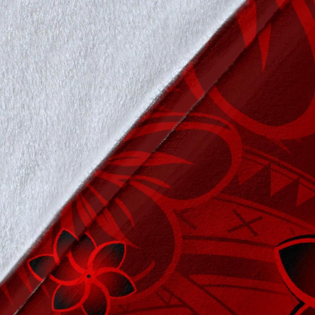 Pohnpei Custom Personalised Premium Blanket - Turtle Plumeria (Red)