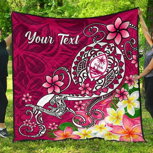 Guam Custom Personalised Premium Quilt - Turtle Plumeria (Pink)