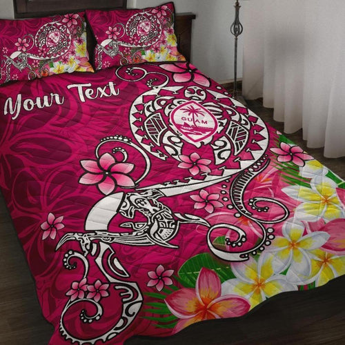 Guam Custom Personalised Quilt Bed Set - Turtle Plumeria (Pink)