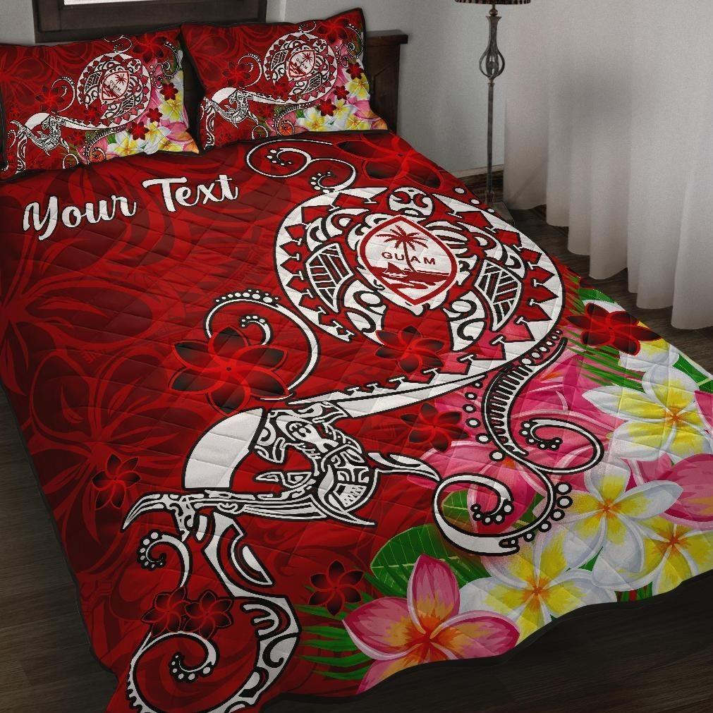 Guam Custom Personalised Quilt Bed Set - Turtle Plumeria (Red)