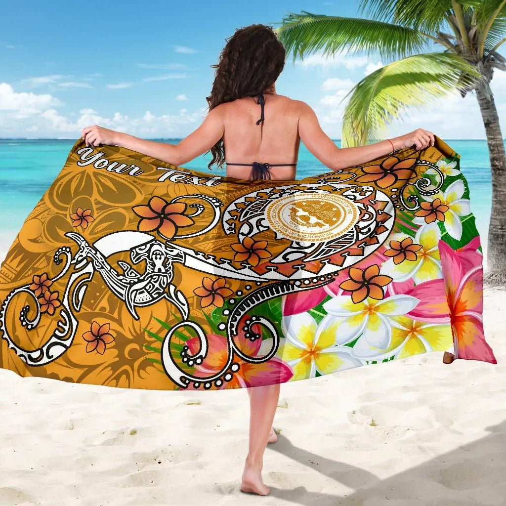 FSM Custom Personalised Sarong - Turtle Plumeria (Gold)