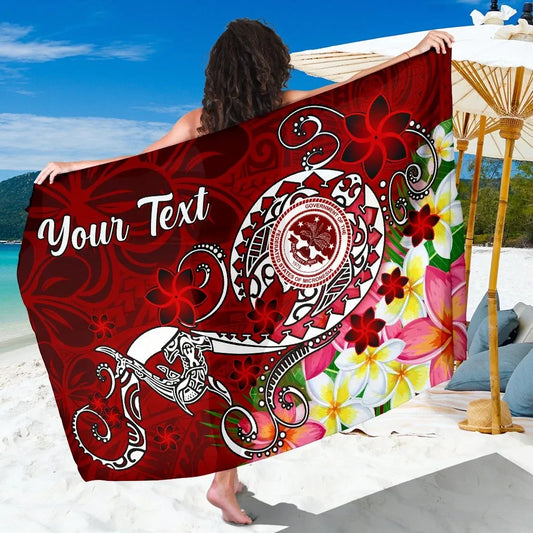 FSM Custom Personalised Sarong - Turtle Plumeria (Red)