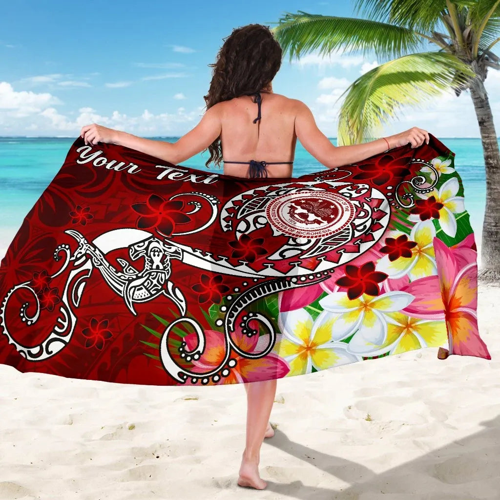 FSM Custom Personalised Sarong - Turtle Plumeria (Red)