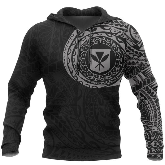 Polynesian Hoodie - Kanaka Maoli Flag Polynesian Tattoo Style Special