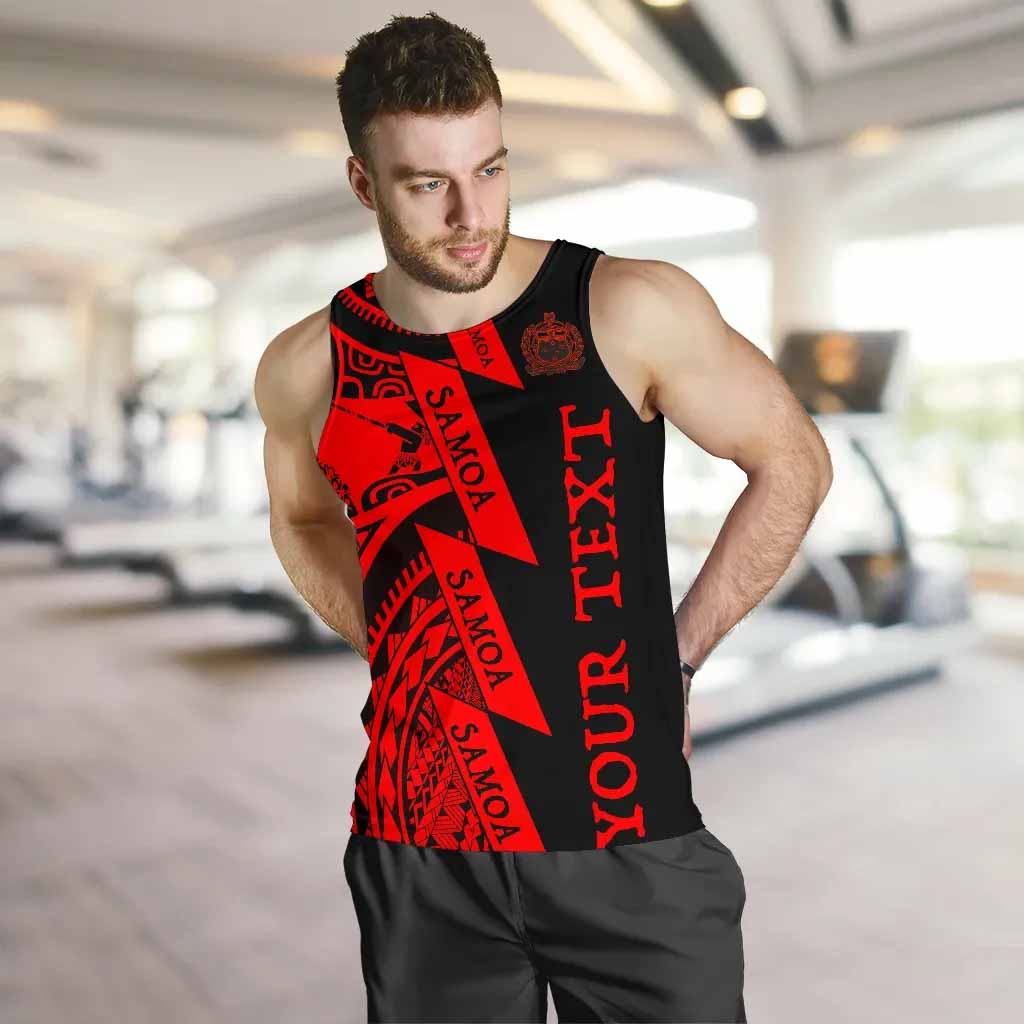 (Custom Personalised Text) Samoa Men Tank Tops - Samoa Coat Of Arm Red