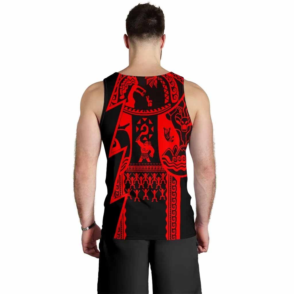 (Custom Personalised Text) Samoa Men Tank Tops - Samoa Coat Of Arm Red