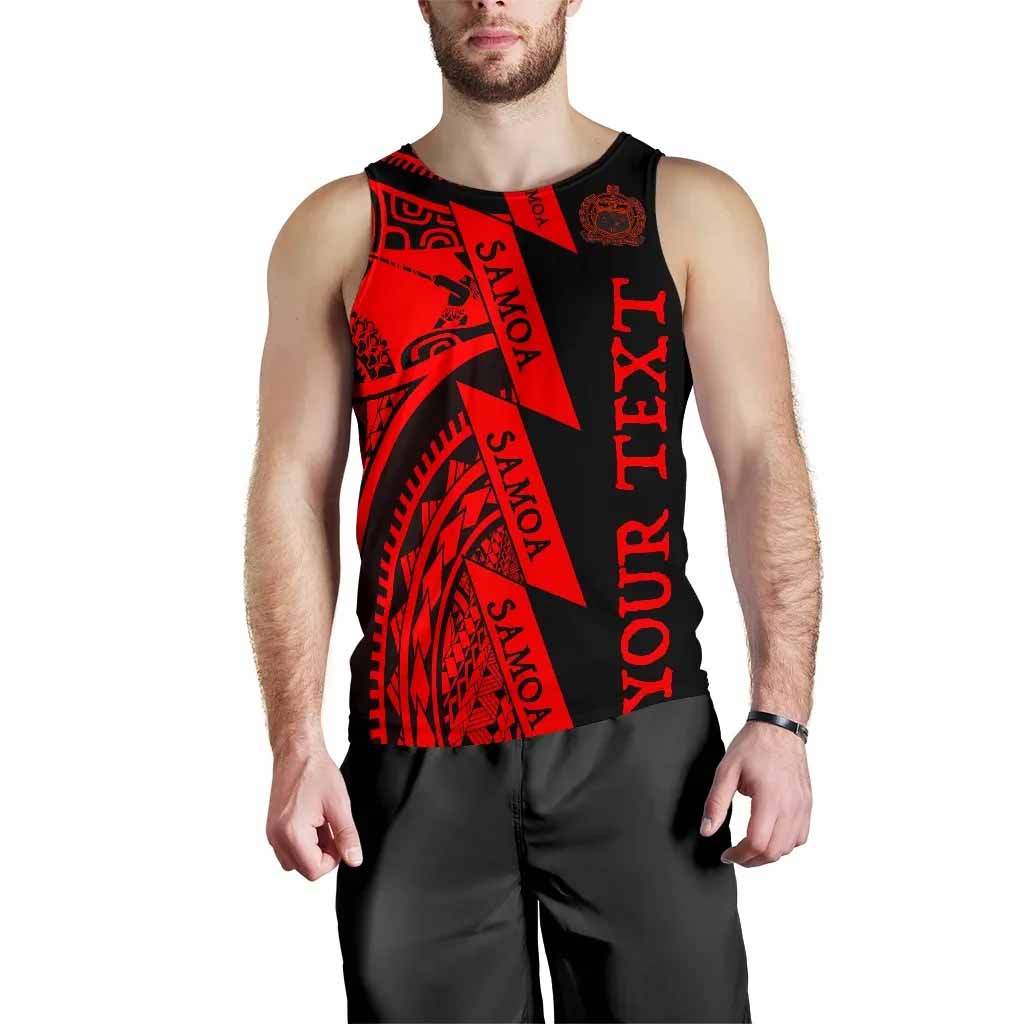 (Custom Personalised Text) Samoa Men Tank Tops - Samoa Coat Of Arm Red
