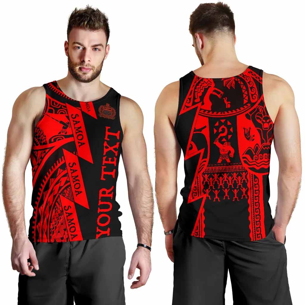 (Custom Personalised Text) Samoa Men Tank Tops - Samoa Coat Of Arm Red