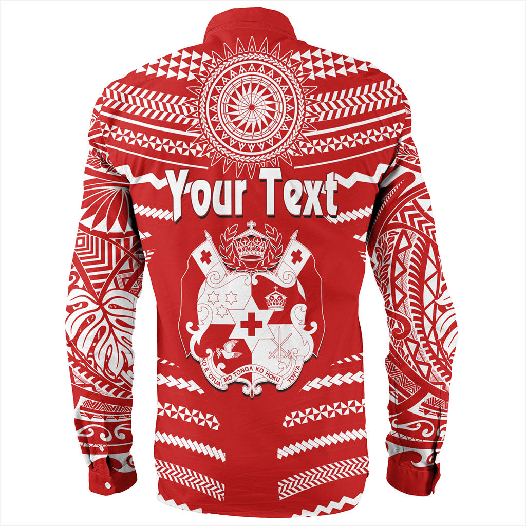 Tonga Long Sleeve Shirt Custom Tribal Pattern Coat Of Arms