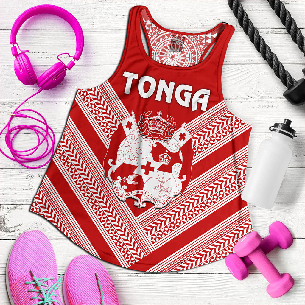 Tonga Women Tank Custom Tribal Pattern Coat Of Arms