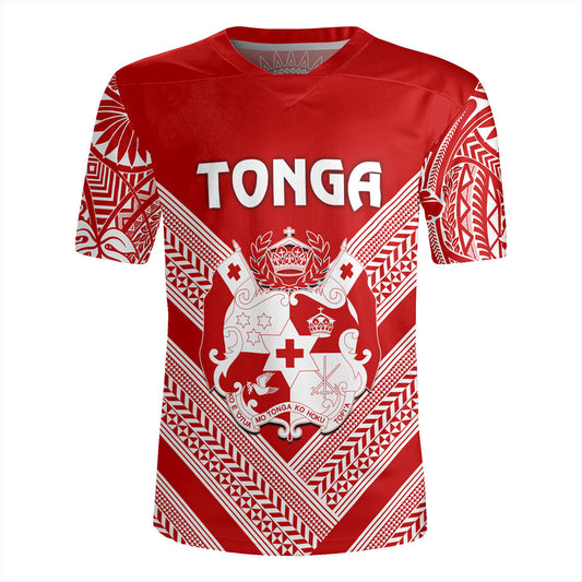 Tonga Rugby Jersey Custom Tribal Pattern Coat Of Arms