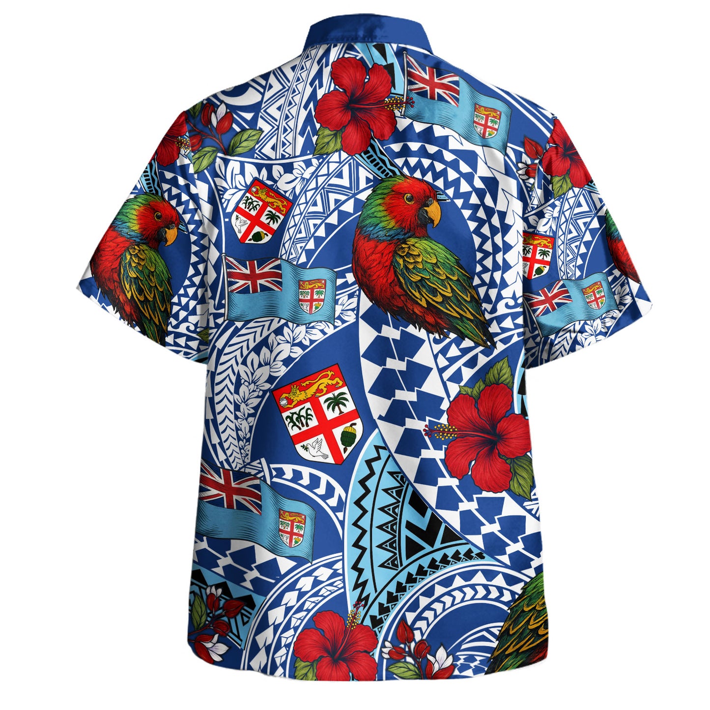 Fiji Hawaiian Shirt Kula Parrot Flag Hibiscus Tribal Style
