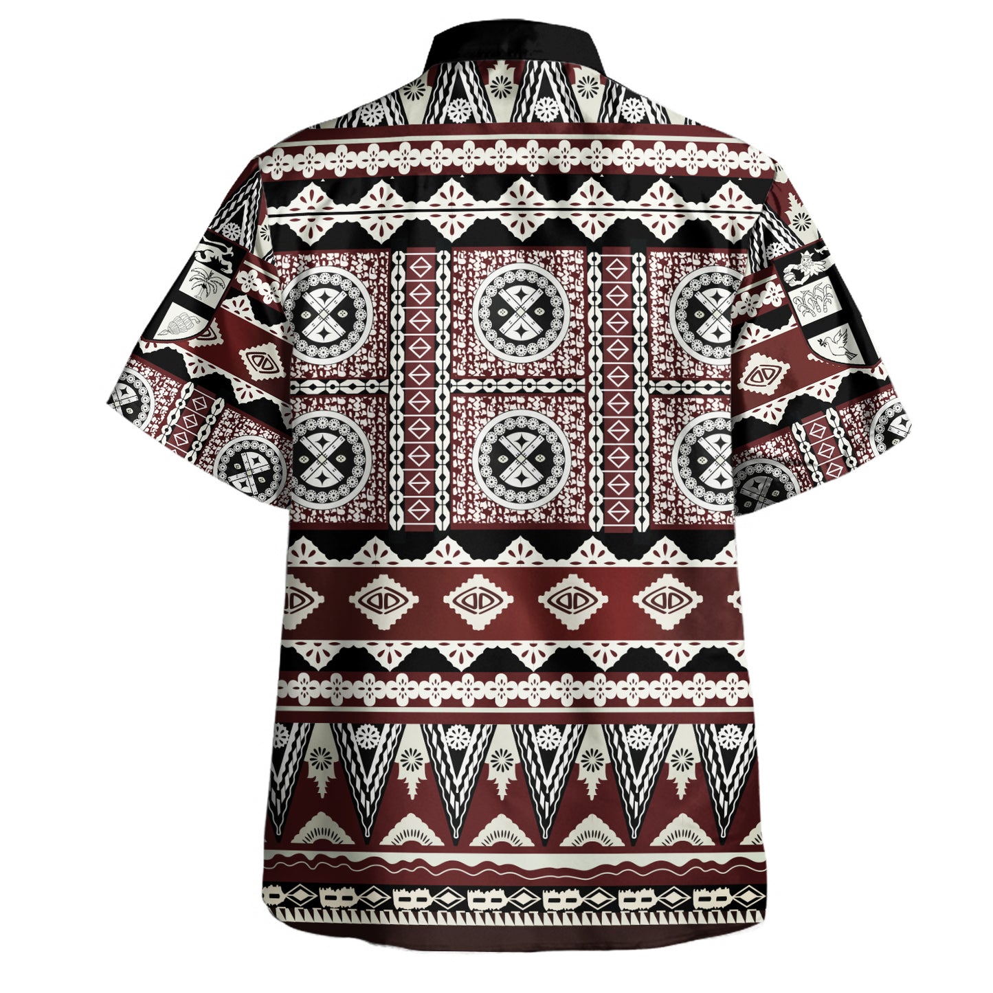 Fiji Hawaiian Shirt Tapa Pattern Style Vintage