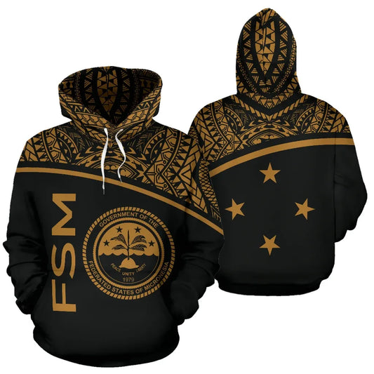Federated States Of Micronesia All Over Hoodie - Micronesia Curve Gold Style