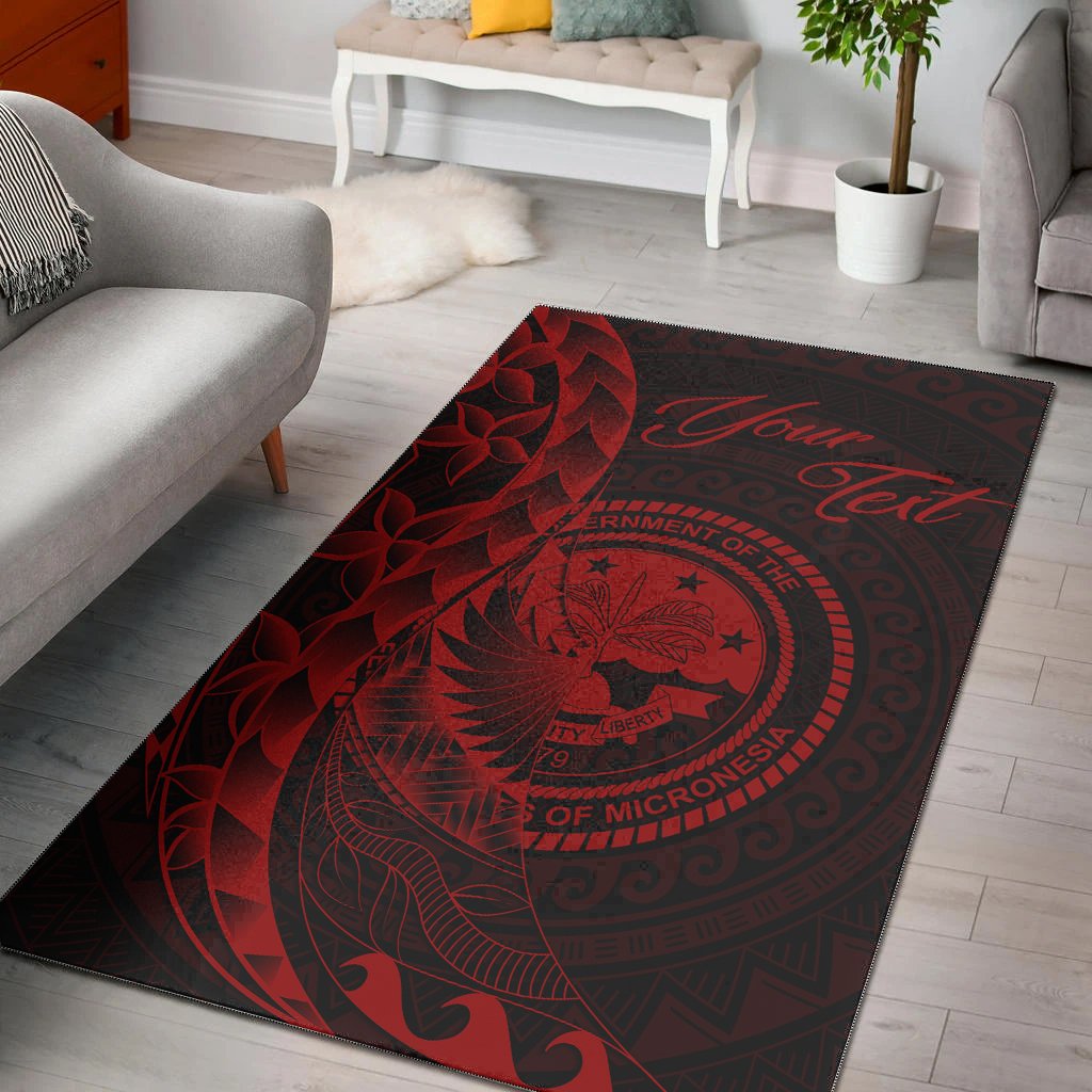 Federated States of Micronesia Area Rug - Custom Personalised Polynesian Pattern Style Red Color