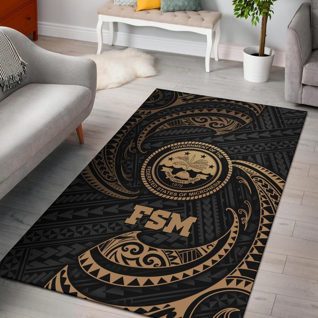 Federated States Of Micronesia Area Rug - Gold Tribal Wave