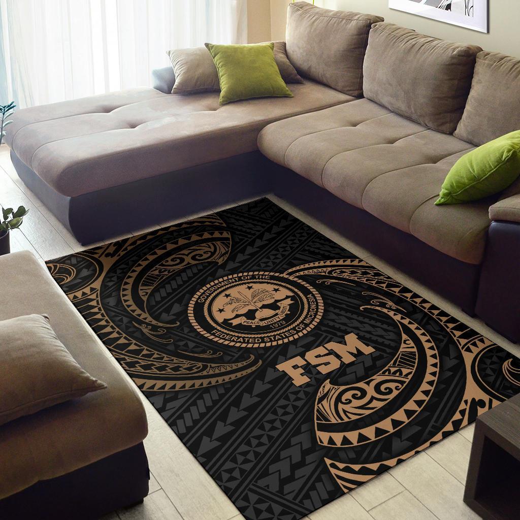 Federated States Of Micronesia Area Rug - Gold Tribal Wave