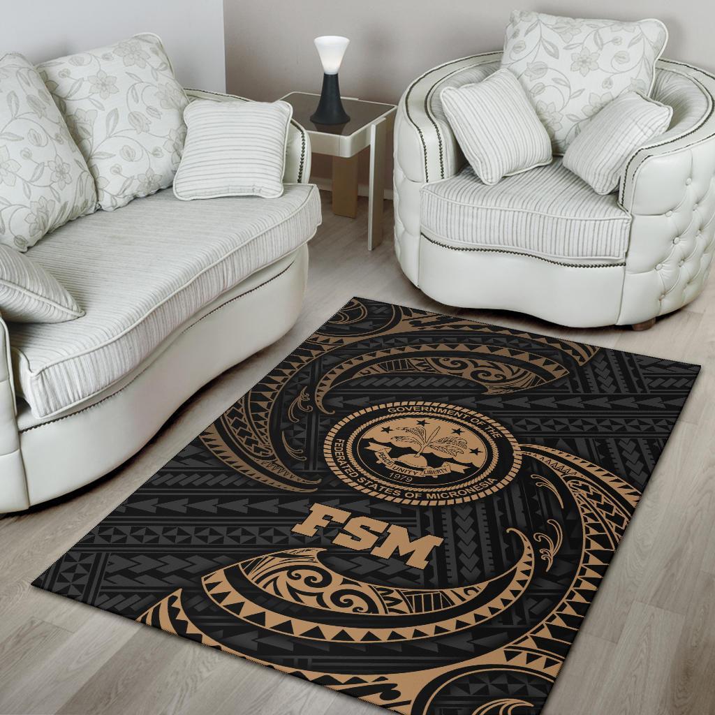 Federated States Of Micronesia Area Rug - Gold Tribal Wave