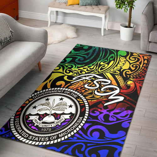 Federated States of Micronesia Area Rug - Rainbow Polynesian Pattern