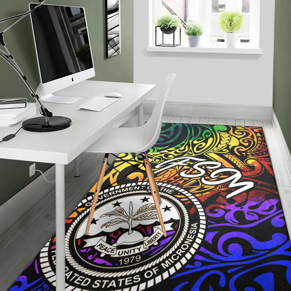 Federated States of Micronesia Area Rug - Rainbow Polynesian Pattern