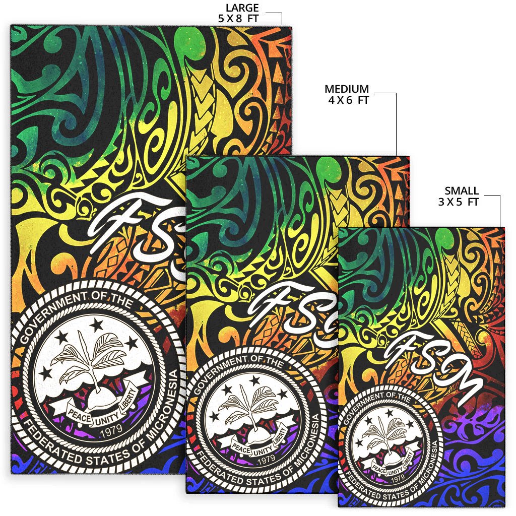 Federated States of Micronesia Area Rug - Rainbow Polynesian Pattern