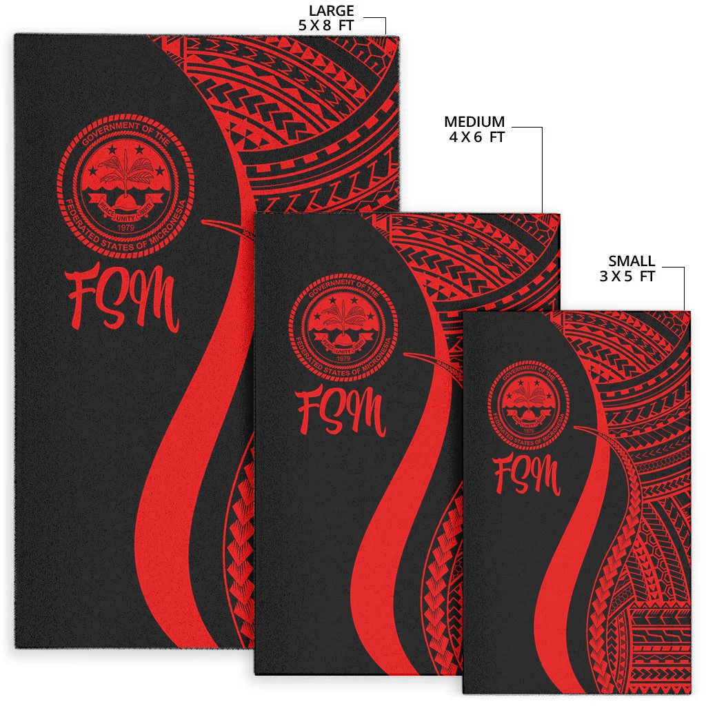 Federated States of Micronesia Area Rug - Red Polynesian Tentacle Tribal Pattern