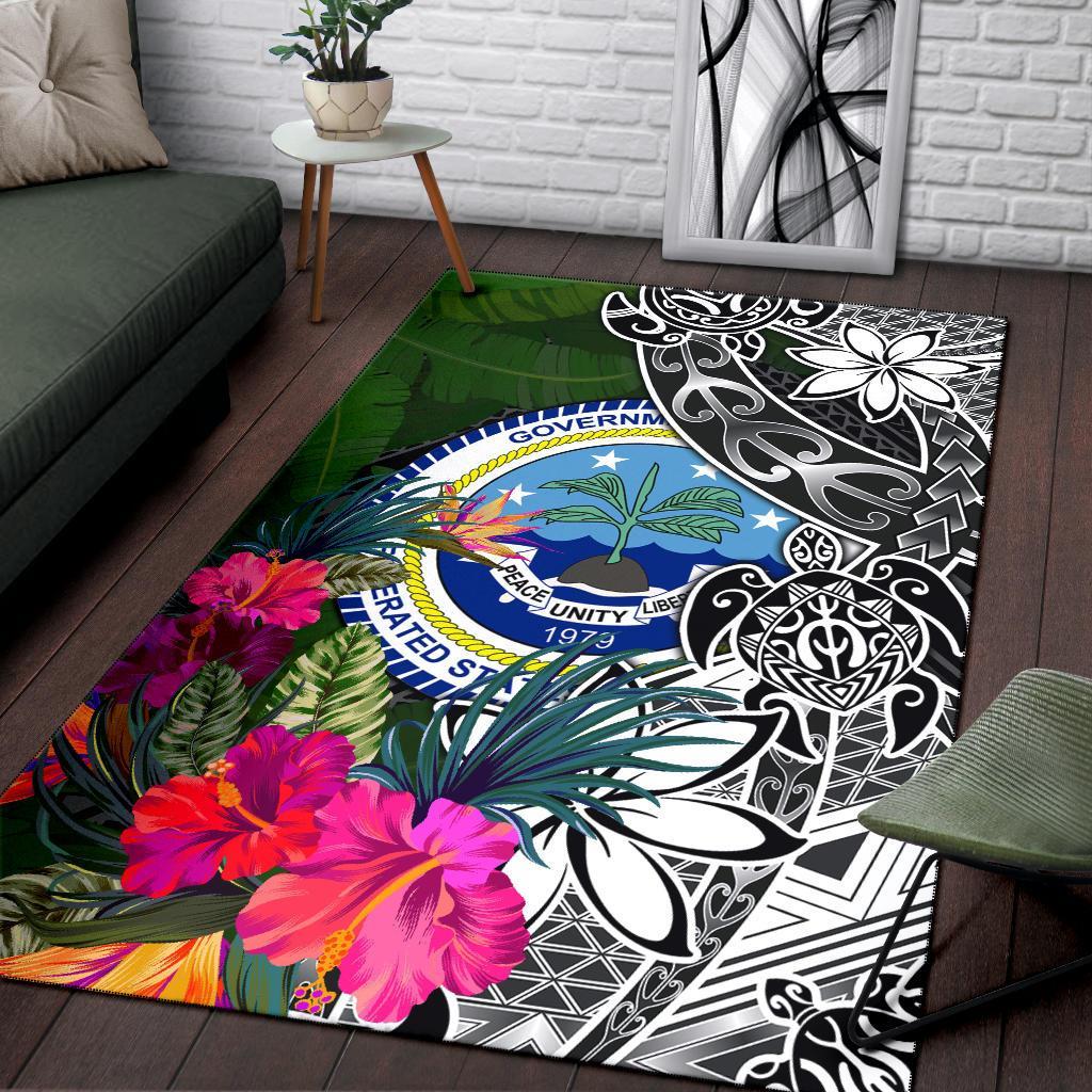 Federated States of Micronesia Area Rug - Turtle Plumeria Banana Leaf