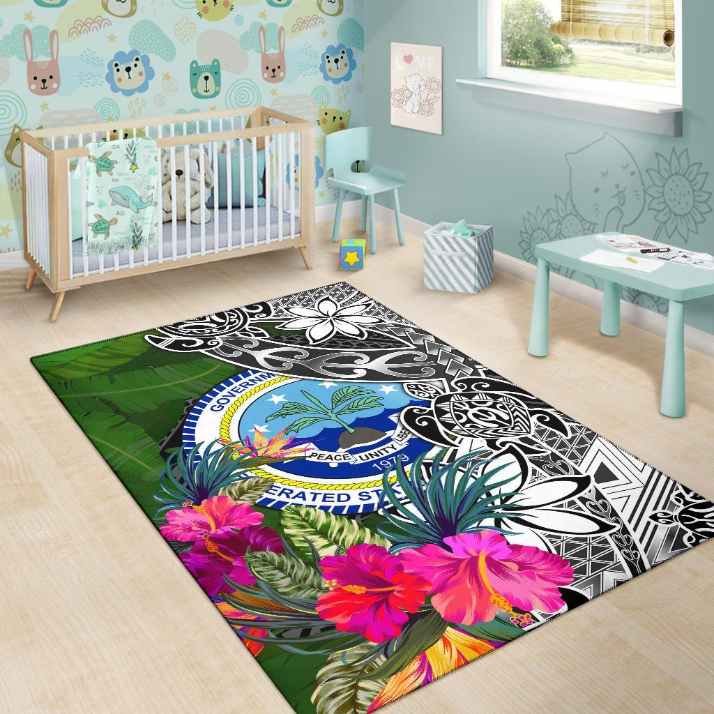 Federated States of Micronesia Area Rug - Turtle Plumeria Banana Leaf