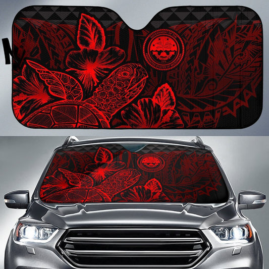 Federated States Of Micronesia Auto Sun Shades Turtle Hibiscus Red