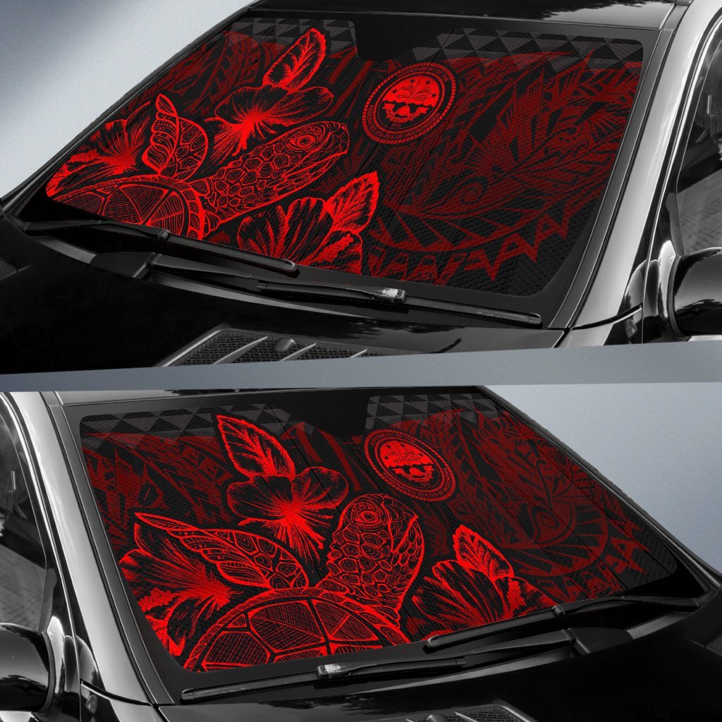 Federated States Of Micronesia Auto Sun Shades Turtle Hibiscus Red