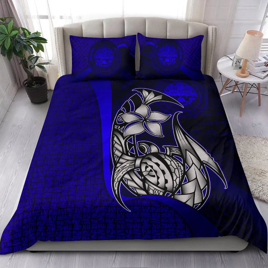 Federated States Of Micronesia Bedding Set Blue - Turtle With Hook