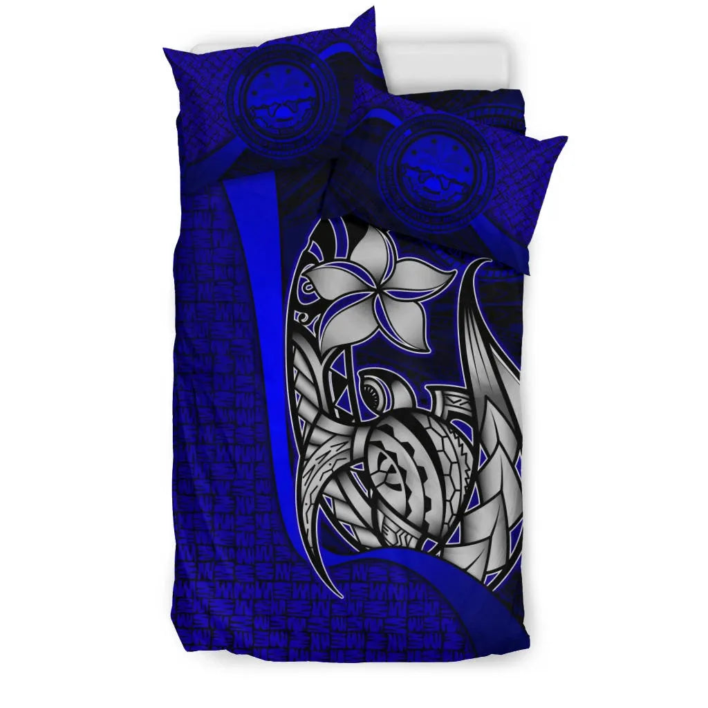 Federated States Of Micronesia Bedding Set Blue - Turtle With Hook