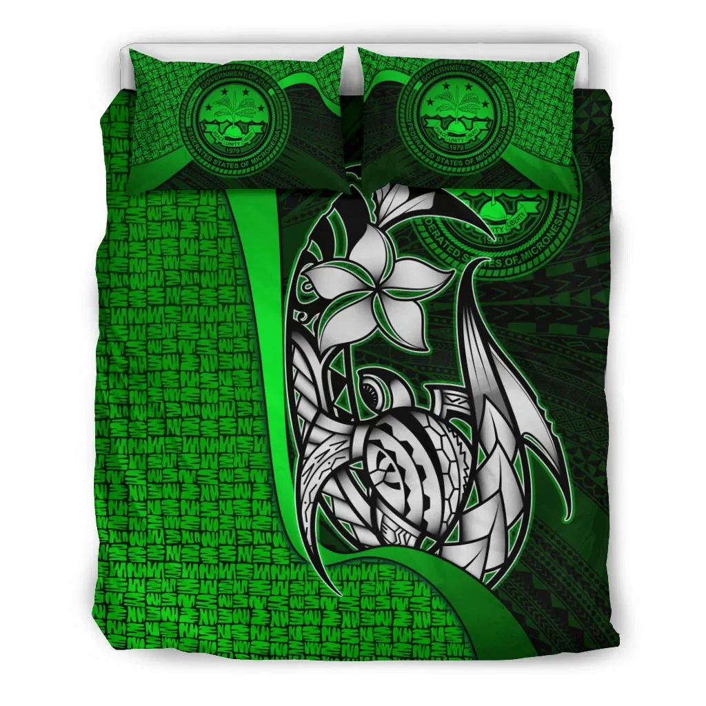 Federated States Of Micronesia Bedding Set Green - Turtle With Hook