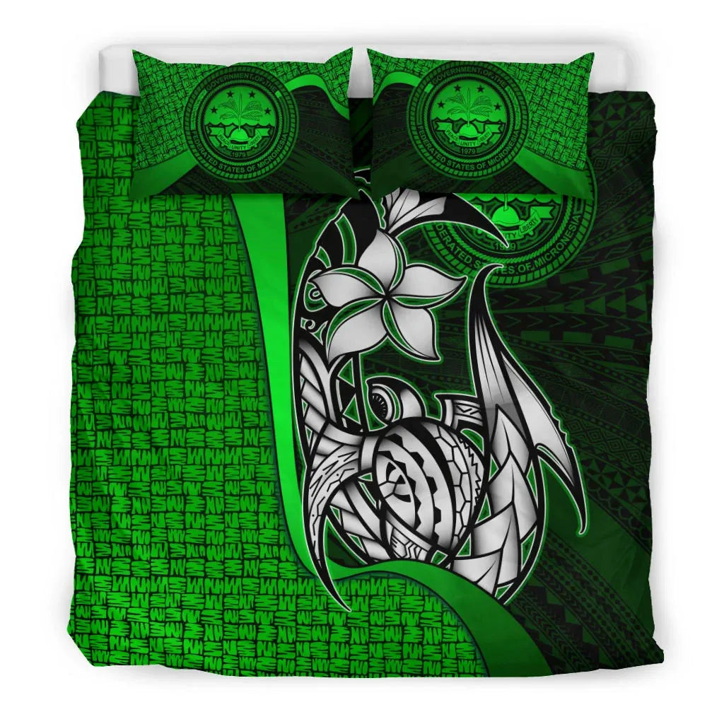 Federated States Of Micronesia Bedding Set Green - Turtle With Hook
