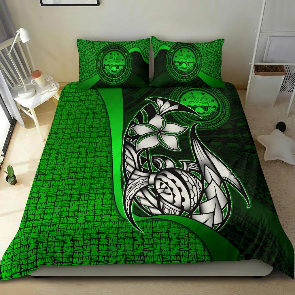 Federated States Of Micronesia Bedding Set Green - Turtle With Hook