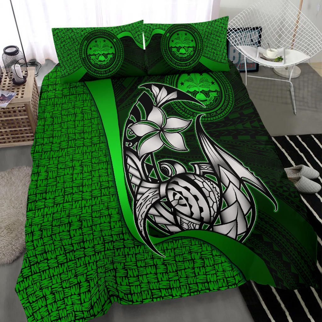 Federated States Of Micronesia Bedding Set Green - Turtle With Hook
