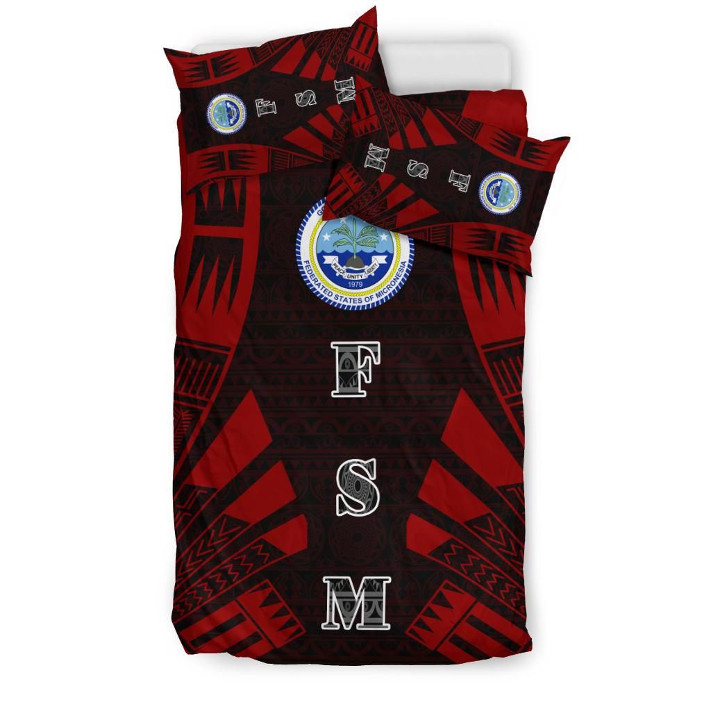 Federated States Of Micronesia Duvet Cover Set - Polynesian Tattoo Red