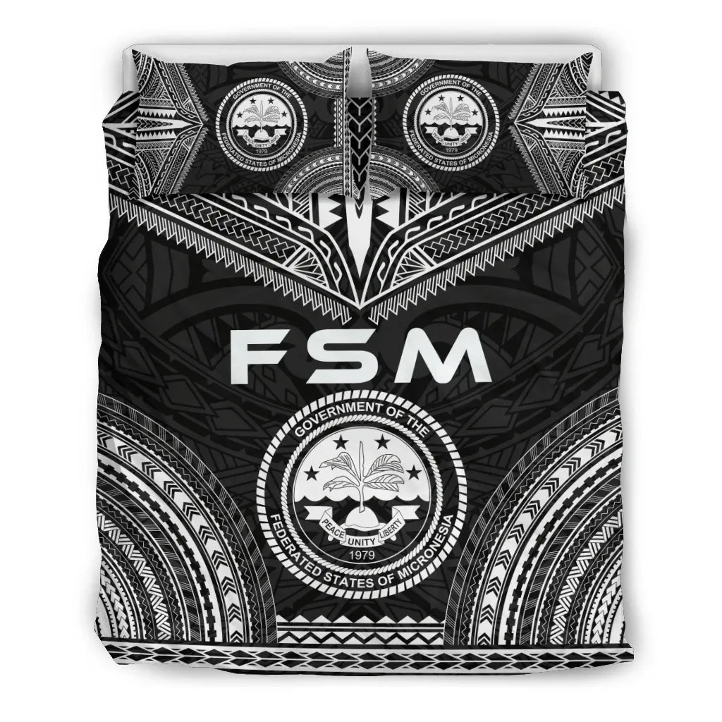 Federated States Of Micronesia Polynesian Chief Duvet Cover Set - Black Version