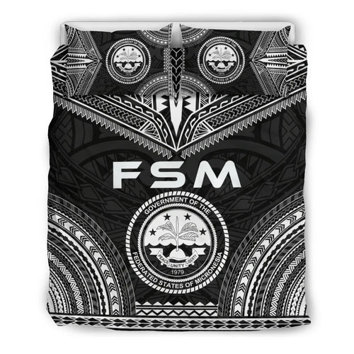 Federated States Of Micronesia Polynesian Chief Duvet Cover Set - Black Version