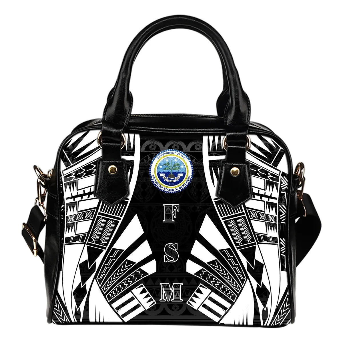 Federated States Of Micronesia Shoulder Handbag - Polynesian Tattoo Black