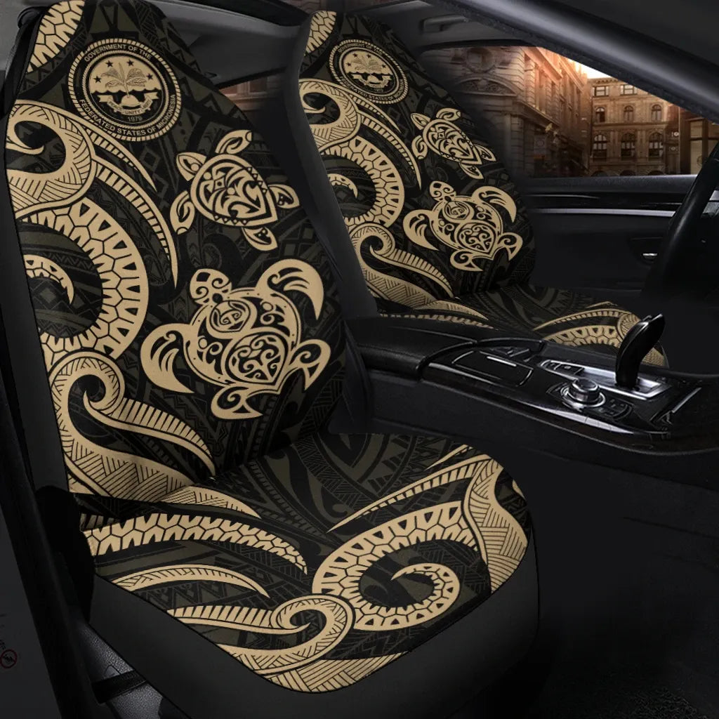 Federated States of Micronesia Car Seat Covers - Gold Tentacle Turtle