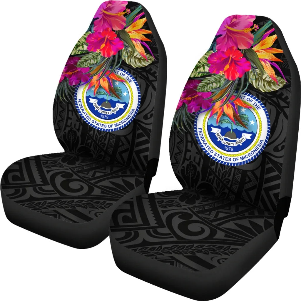 Federated States of Micronesia Car Seat Covers - Polynesian Hibiscus Pattern