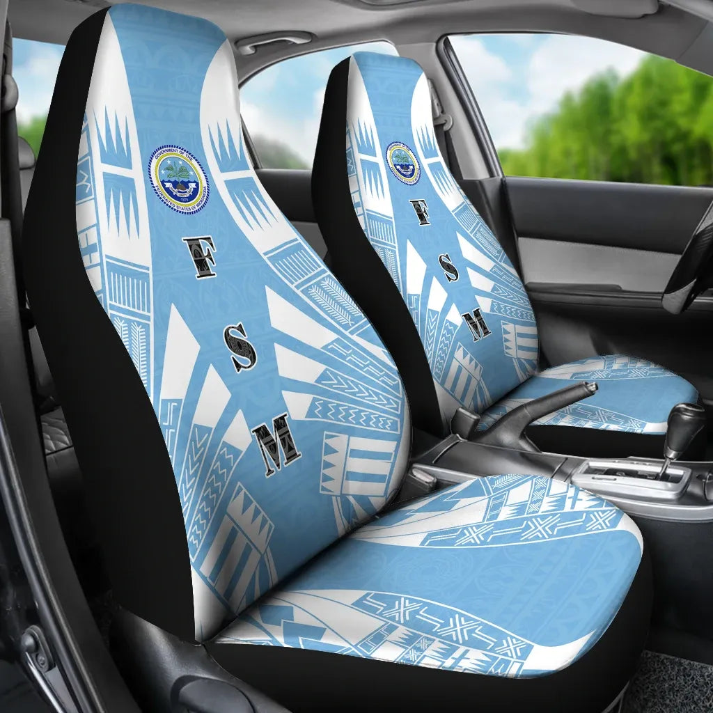 Federated States of Micronesia Car Seat Covers - FSM Seal Polynesian Tattoo Flag