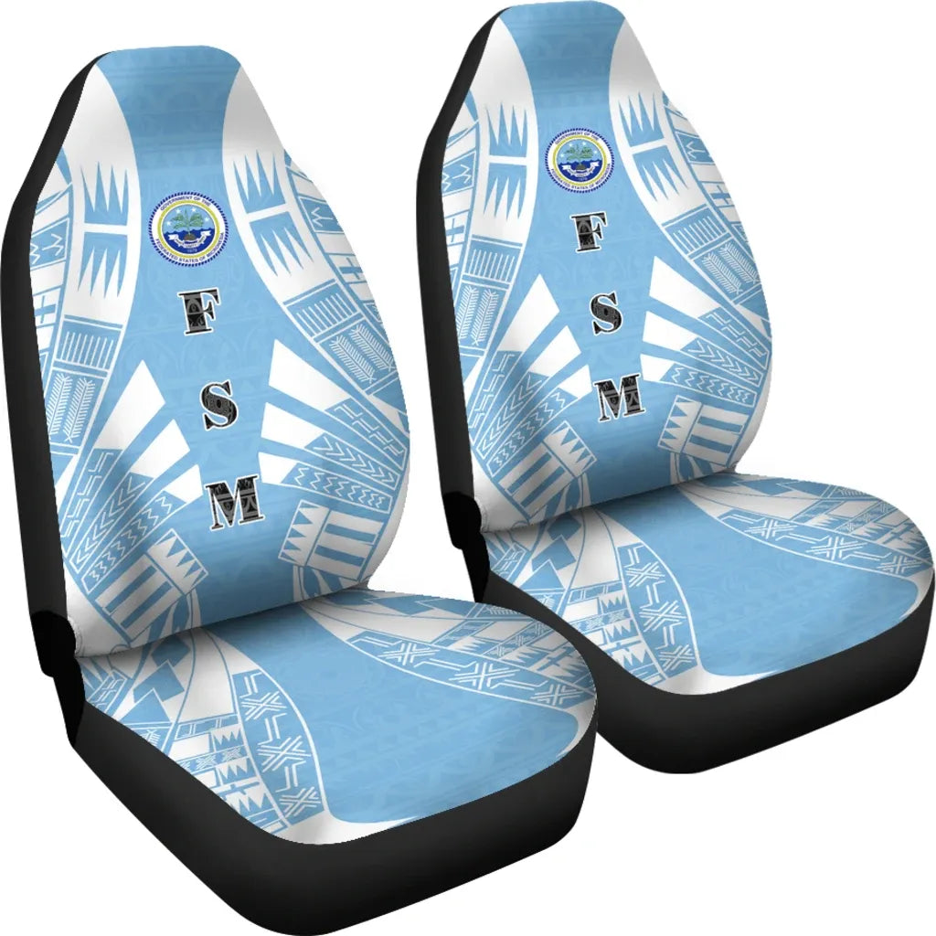 Federated States of Micronesia Car Seat Covers - FSM Seal Polynesian Tattoo Flag