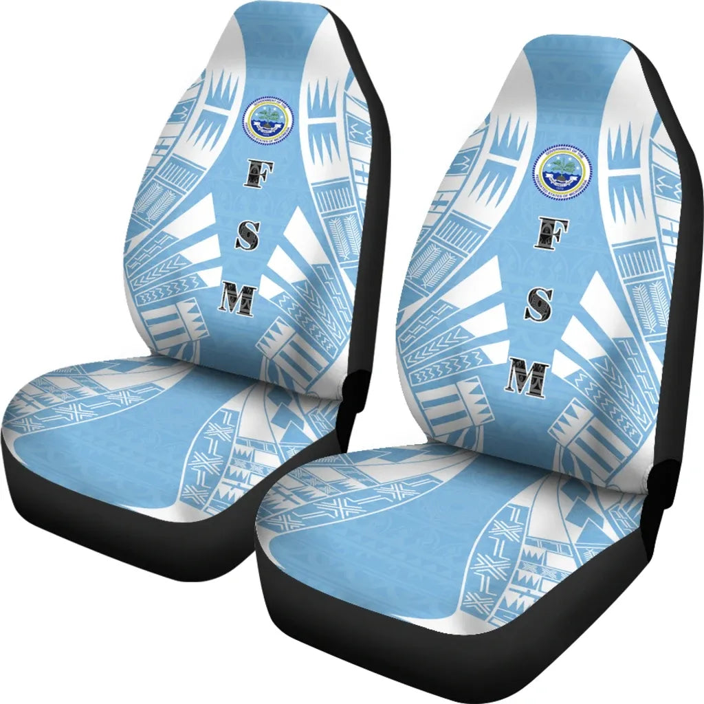 Federated States of Micronesia Car Seat Covers - FSM Seal Polynesian Tattoo Flag