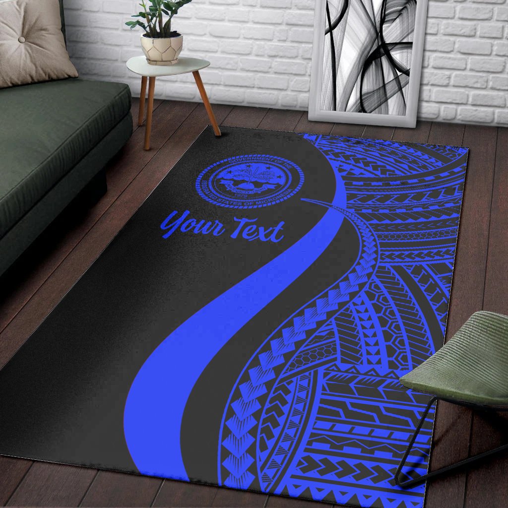 Federated States of Micronesia Custom Personalised Area Rug - Blue Polynesian Tentacle Tribal Pattern