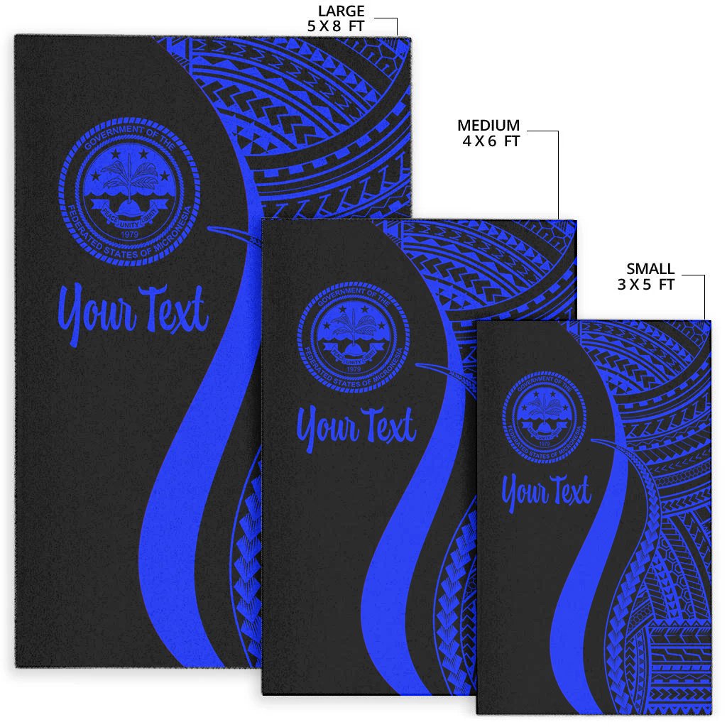 Federated States of Micronesia Custom Personalised Area Rug - Blue Polynesian Tentacle Tribal Pattern