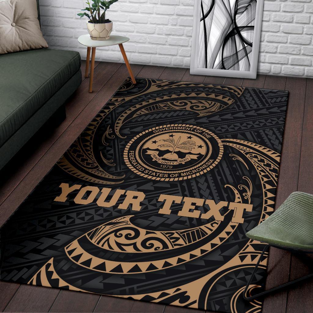 Federated States Of Micronesia Custom Personalised Area Rug - Gold Tribal Wave