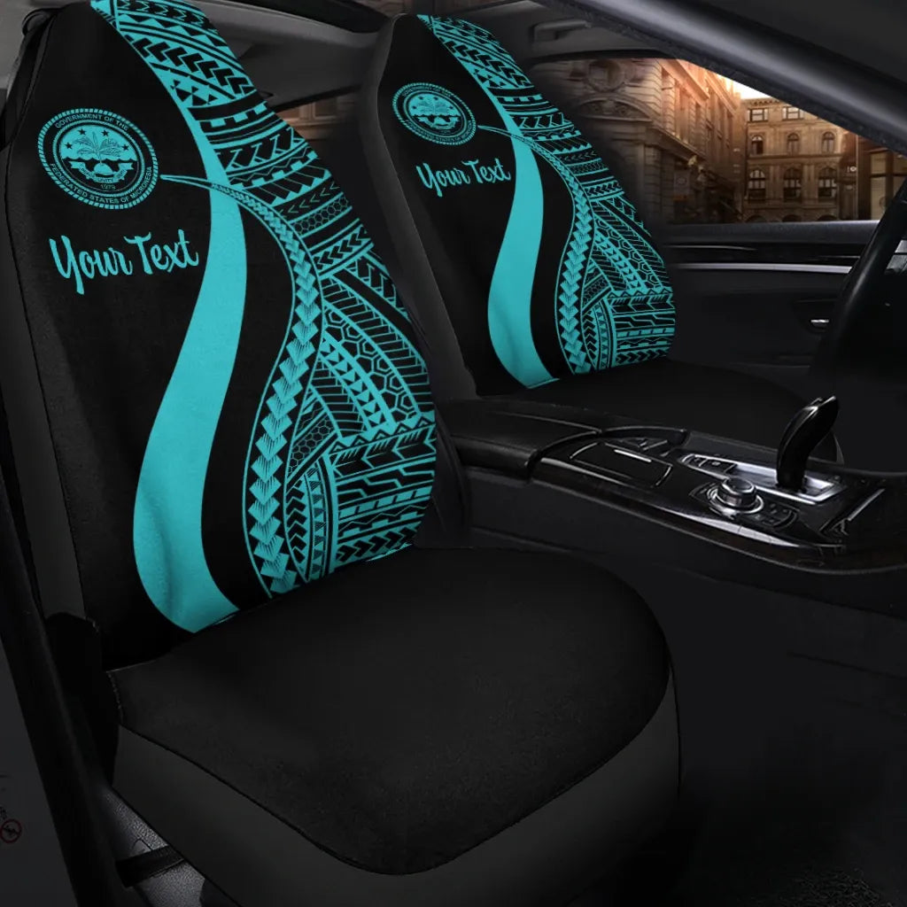 Federated States of Micronesia Custom Personalised Car Seat Covers - Turquoise Polynesian Tentacle Tribal Pattern
